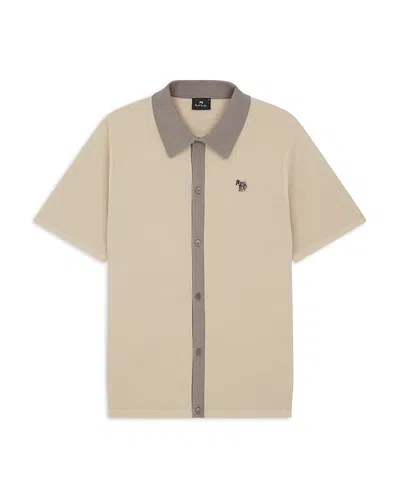 Ps By Paul Smith Short Sleeve Knit Shirt In Tan
