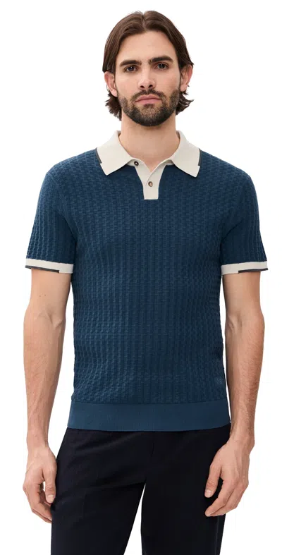 Ps By Paul Smith Short Sleeve Polo Sweater Indigo In Blue