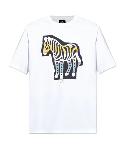 Ps By Paul Smith Ps Paul Smith Zebra Print Cotton T-shirt In White