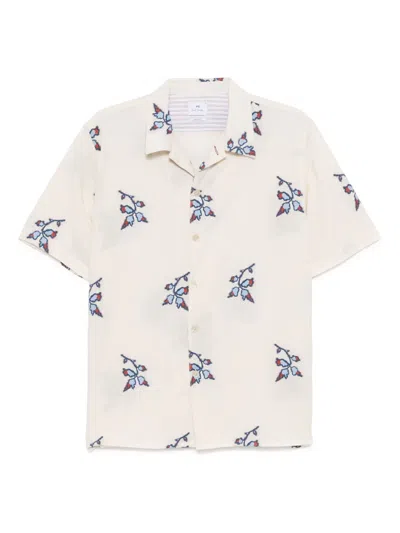 Ps By Paul Smith Short-sleeved Cotton Shirt In Neutral