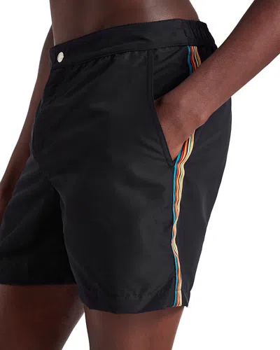Ps By Paul Smith Signature Stripe 4 Swim Trunks In Black