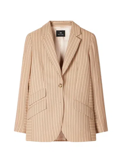 Ps By Paul Smith Single-breasted Striped Blazer In Neutral