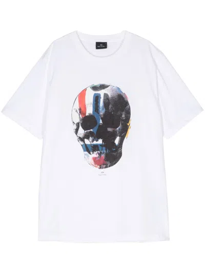 Ps By Paul Smith Skull Cotton T-shirt In White