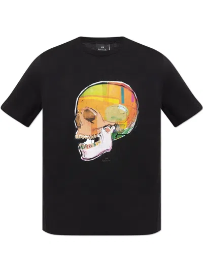 Ps By Paul Smith Black 'skull Sketch' Print T-shirt