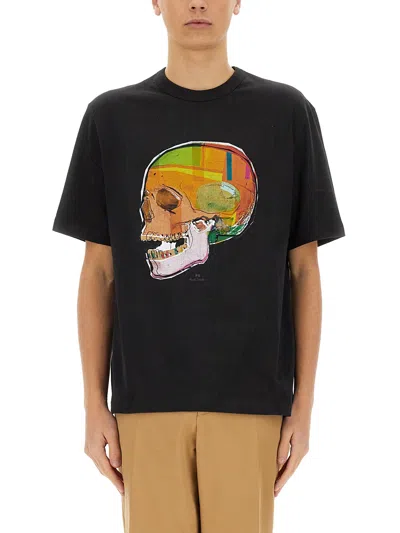 Ps By Paul Smith Black 'skull Sketch' Print T-shirt