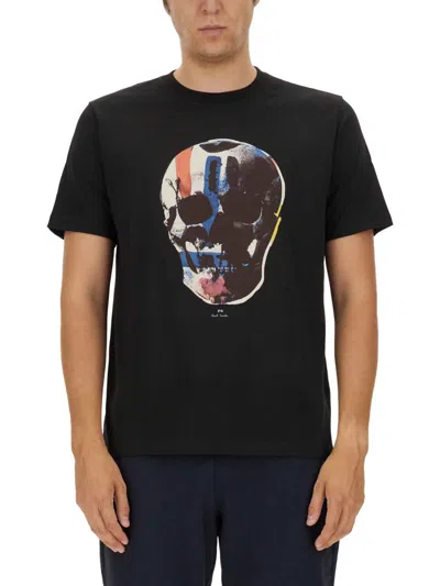 Ps By Paul Smith Skull Cotton T-shirt In Black