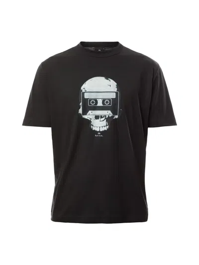 Ps By Paul Smith Skull Tape Print T-shirt In Black