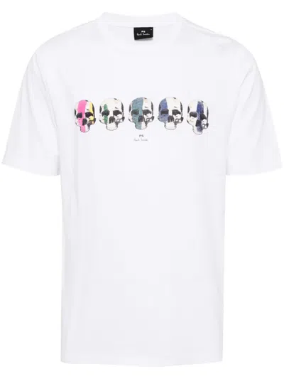 Ps By Paul Smith Ps Paul Smith Multi Skull Cotton T-shirt In 白色