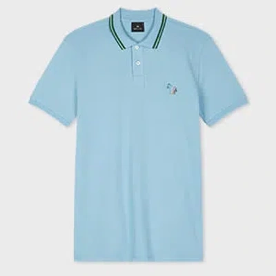 Ps By Paul Smith Sky Blue Stretch-cotton 'broad Stripe Zebra' Polo Shirt