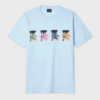 Ps By Paul Smith Sky Blue 'teddy Bear' Print T-shirt