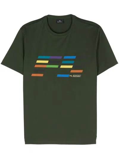 Ps By Paul Smith Slant Logo T-shirt In Green