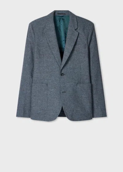 Ps By Paul Smith Slate Blue Cotton-linen Melange Blazer
