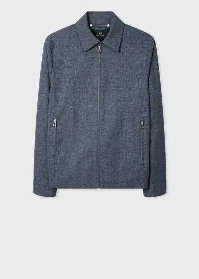 Ps By Paul Smith Slate Blue Cotton-linen Melange Jacket
