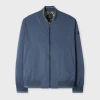 Ps By Paul Smith Slate Blue Textured Bomber Jacket Grey In Blue