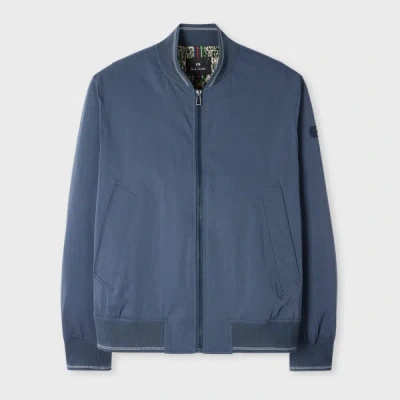 Ps By Paul Smith Slate Blue Textured Bomber Jacket Grey