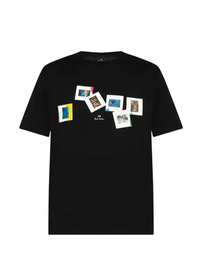 Ps By Paul Smith Ps Paul Smith Slides Printed Cotton T-shirt In Black