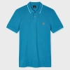 Ps By Paul Smith Slim-fit Blue Zebra Logo Polo Shirt With Contrast Tipping Green In Green