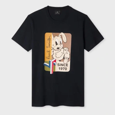 Ps By Paul Smith Slim-fit Dark Navy '1970 Bunny' Print T-shirt Blue