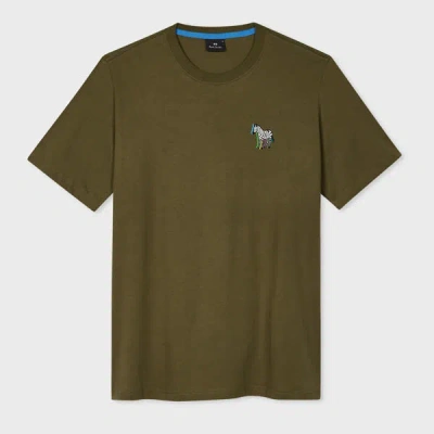 Ps By Paul Smith Slim-fit Khaki Zebra Logo Print T-shirt Green