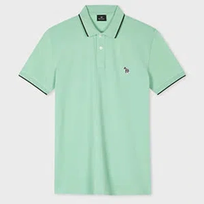 Ps By Paul Smith Slim-fit Mint Green Zebra Logo Polo Shirt With Contrast Tipping
