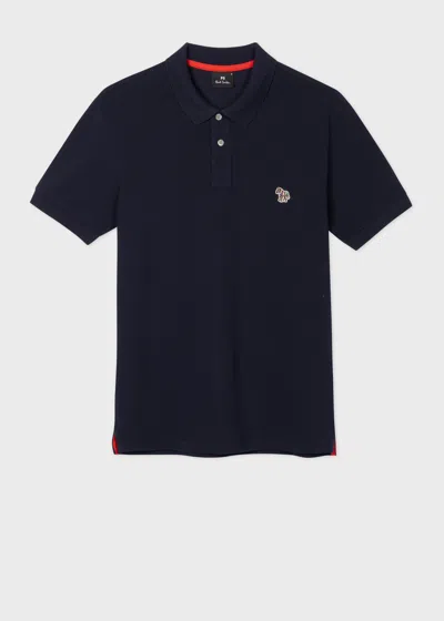 Ps By Paul Smith Slim-fit Navy Blue Organic Cotton Zebra Logo Polo Shirt