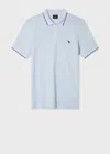 Ps By Paul Smith Slim-fit Pale Blue Zebra Logo Polo Shirt With Contrast Tipping In Blue