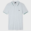 Ps By Paul Smith Slim-fit Pale Blue Zebra Logo Polo Shirt With Teal Tipping Grey In Grey