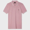 Ps By Paul Smith Slim-fit Powder Pink Zebra Logo Polo Shirt With Blue Tipping Purple In Purple