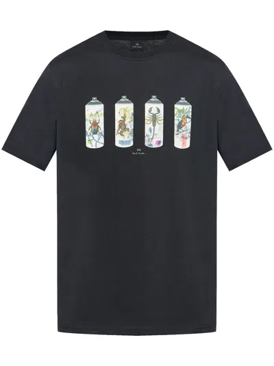 Ps By Paul Smith Ps Paul Smith "animal Spray" T-shirt In Black