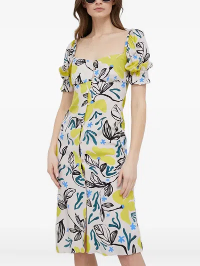 PS BY PAUL SMITH SQUARE-NECK FLORAL MIDI DRESS