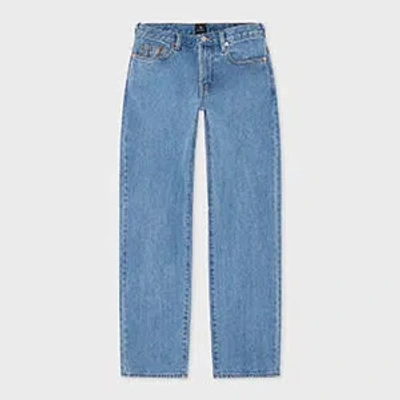 Ps By Paul Smith Standard-fit Light-wash Embroidered-stripe Jeans Blue