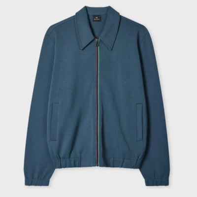 Ps By Paul Smith Steel Blue Cotton-modal Zip-front Sweatshirt Grey In Gray