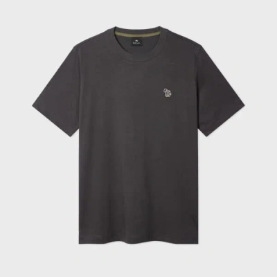Ps By Paul Smith Steel Grey Organic Cotton Zebra Logo T-shirt In Brown