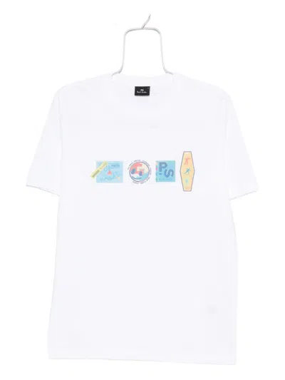 Ps By Paul Smith Stickers Print Cotton T Shirt In White