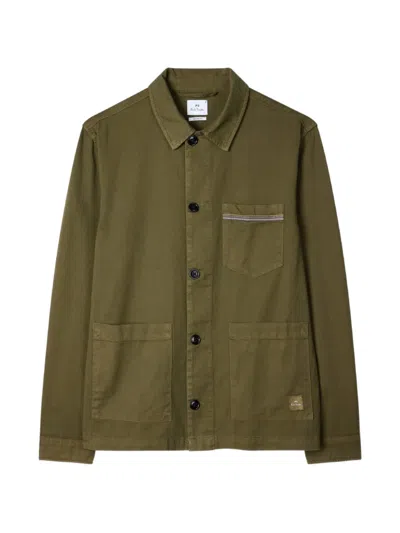 Ps By Paul Smith Stitch-stripe Shirt Jacket In Green
