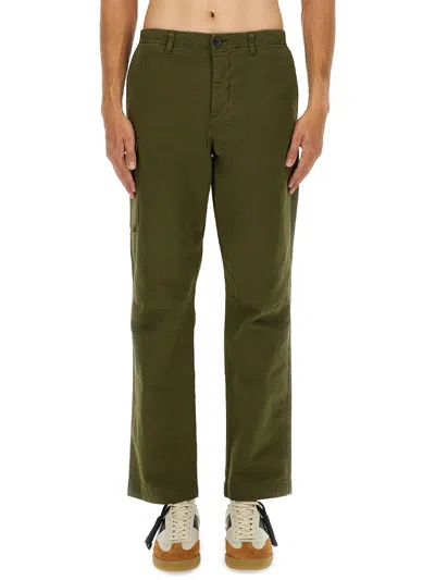 Ps By Paul Smith Straight-leg Olive Green Cargo Pants With Mid-rise Waist