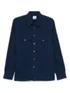 Ps By Paul Smith Navy Blue Stretch-cotton Seersucker Shirt In Blue