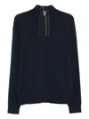 Ps By Paul Smith Stripe-detail Zip-neck Sweater In Blue