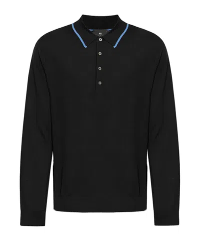 Ps By Paul Smith Stripe-detailing Polo Shirt In Black