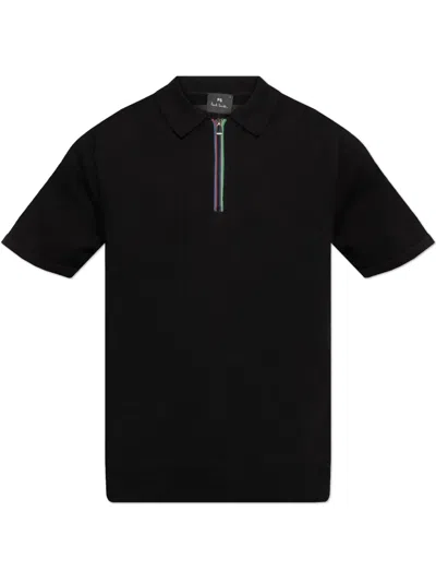 Ps By Paul Smith Stripe-detailing Polo Shirt In Black