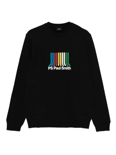 Ps By Paul Smith Stripe-logo Sweatshirt In Black