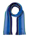 Ps By Paul Smith Stripe Ombre Wool Scarf In Blue