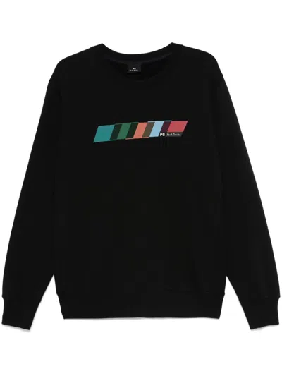 Ps By Paul Smith Stripe-print Sweatshirt In Black
