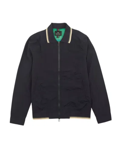 Ps By Paul Smith Stripe-trim Shirt Jacket In Black