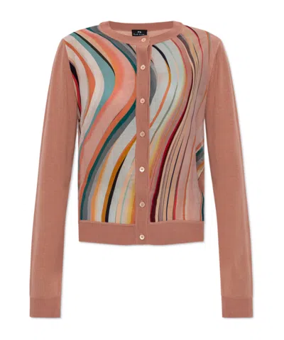 Ps By Paul Smith Ps Paul Smith Wool Striped Cardigan In Pink