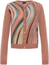 Ps By Paul Smith Ps Paul Smith Swirl Pattern Crewneck Buttoned Cardigan In Rosa