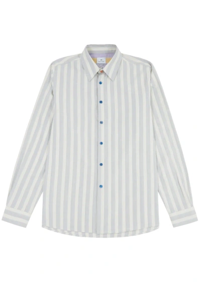 Ps By Paul Smith Striped Cotton-blend Shirt In Blue