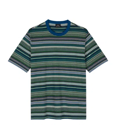 Ps By Paul Smith Striped Cotton T-shirt In Green