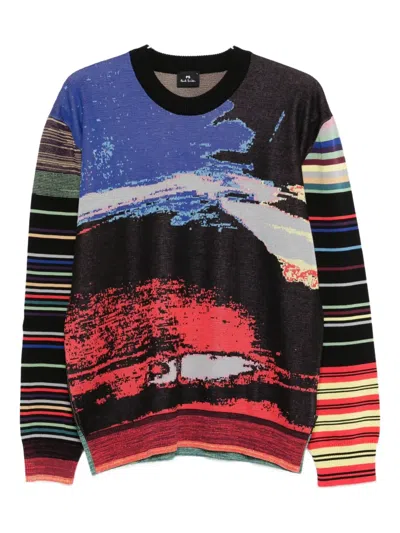 Ps By Paul Smith Striped Crew-neck Sweater In Multi