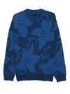 Ps By Paul Smith Striped Floral-pattern Sweater In Blue